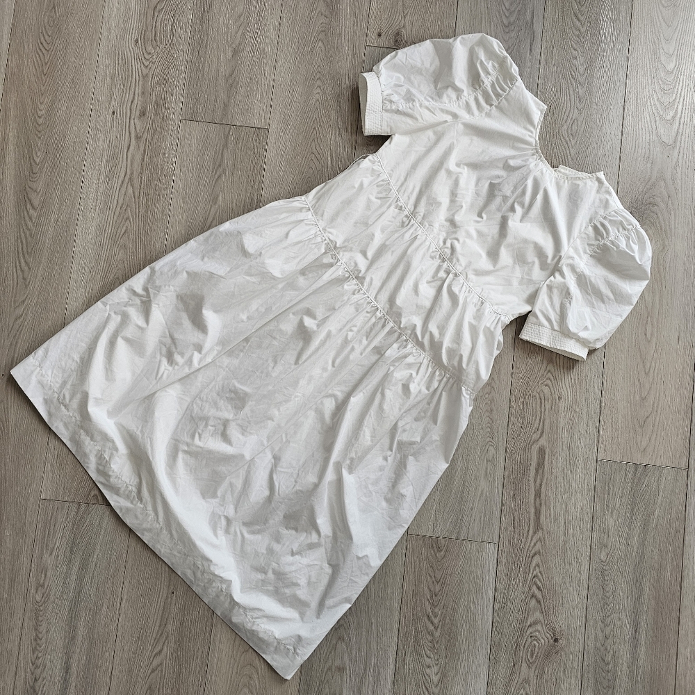 En Saison White Poplin Puff Sleeve Tiered Peasant Dress, Medium‎ *Stains - Read